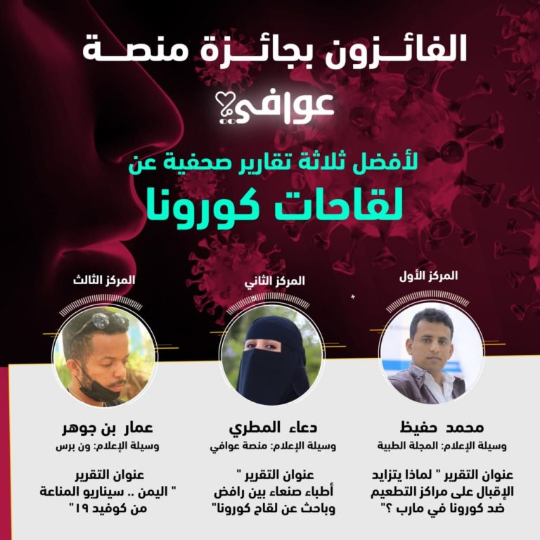 ثلاثة صحفيين يمنيين يحصدون  جوائز  عوافي 2021