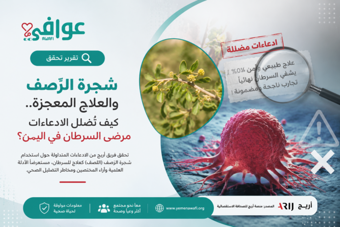 غلاف تقرير أريج للتحقق من عشبة علاج السرطان